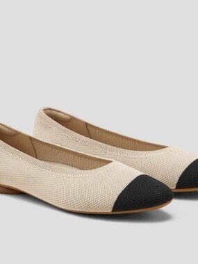 VIVAIA Two-Tone Beige and Black Knit Ballet Flats - Size Size 40.5 (US 9-9.5)
